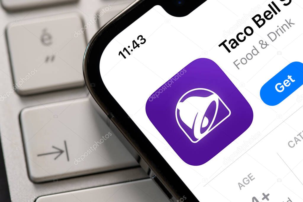 Antalya, Turkey - June 2, 2025: Taco Bell app, an American multinational fast food restaurant chain, on iPhone screen