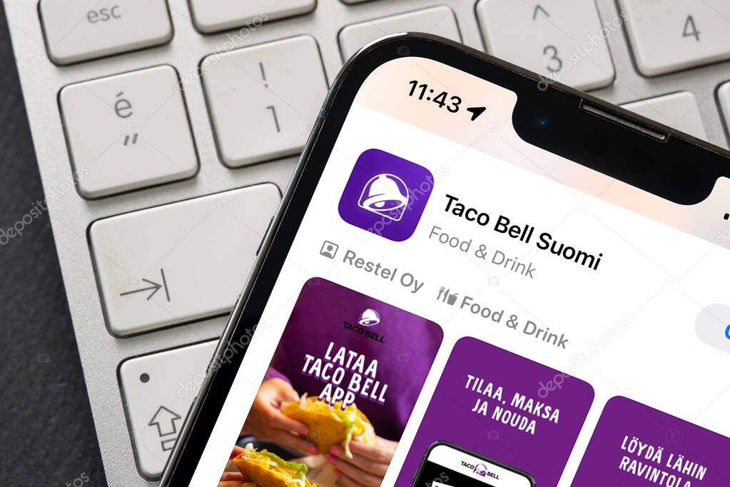 Antalya, Turkey - June 2, 2025: Taco Bell app, an American multinational fast food restaurant chain, on iPhone screen