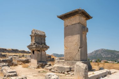 Antalya 'nın Kas bölgesinde bulunan antik Xanthos şehri. Antik Xanthos şehrinin anıtı ve kalıntıları, Letoon.