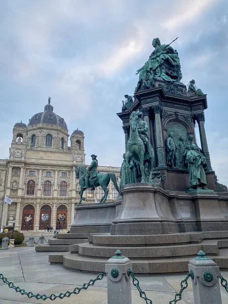 Maria Theresia Memorial Com Museu História Arte Viena Áustria Contra — Fotografia de Stock