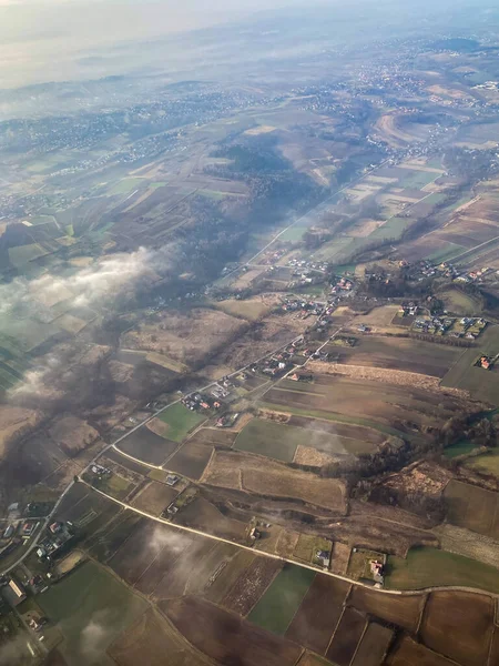 Letecký Pohled Venkovskou Krajinu Slezsku Polsko Zimě — Stock fotografie