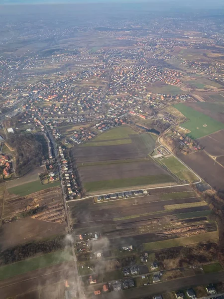 Letecký Pohled Venkovskou Krajinu Slezsku Polsko Zimě — Stock fotografie