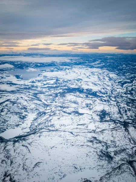 Luftaufnahme Einer Verschneiten Landschaft Der Nähe Von Trondheim Norwegen Winter — Stockfoto