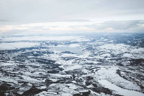 Повітряний Сніговий Покрив Ландшафт Біля Тронхейма Норвегія Взимку — стокове фото