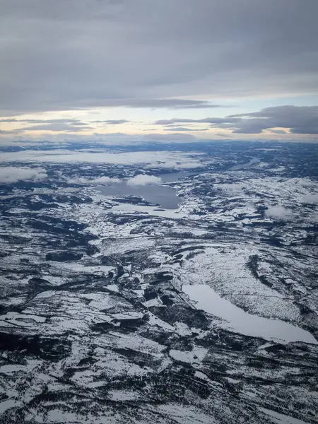 Luftaufnahme Einer Verschneiten Landschaft Der Nähe Von Trondheim Norwegen Winter — Stockfoto