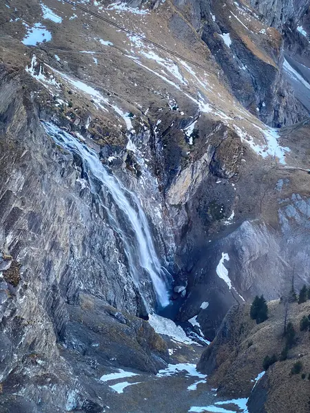 Luftaufnahme Der Engstligen Fälle Bei Adenboden Schweiz Winter — Stockfoto