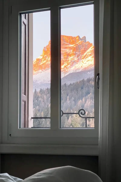 Vue Panoramique Spella Est Couleur Orange Montagne Pelmo Dans Les — Photo