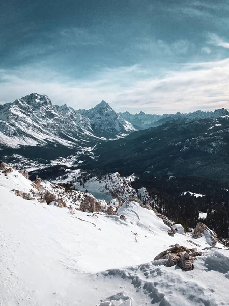 Panorámás Kilátás Ampezzo Valley Közelében Cortina Dolomitok Olaszországban Punta Sorapiss — Stock Fotó