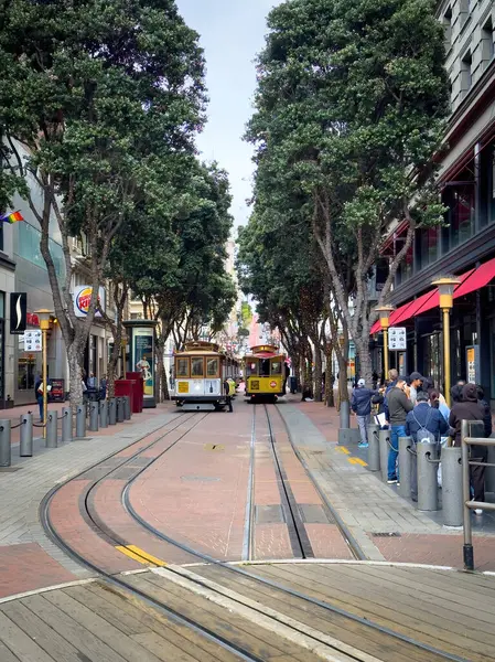 stock image San Francisco, California, USA - April 12, 2024: Cable Car Turnaround at Powell Street