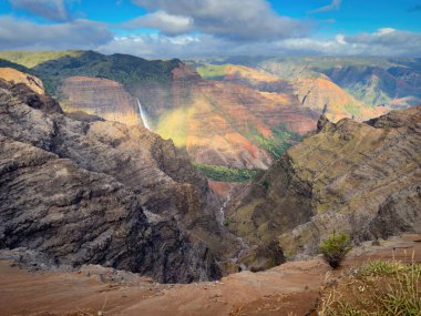 Scenic view of Waimea Canyon on the Hawaiian island of Kauai, USA seen from Puu Ka Pele Lookout clipart