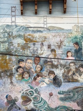 San Francisco, California, ABD - 12 Nisan 2024: Çin duvar resmi