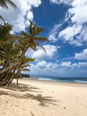 ABD 'nin Oahu, Hawaii adasındaki Banzai Plajı manzarası bulutlu mavi gökyüzüne karşı