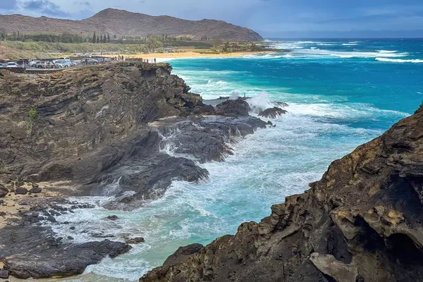 72. Kalanianaole Otoyolu boyunca Halona Koyu manzaralı Havadeliği Gözcüsü, Oahu, Hawaii, ABD