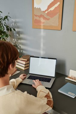 Masada oturan ve dizüstü bilgisayar kullanan kızıl saçlı kız.