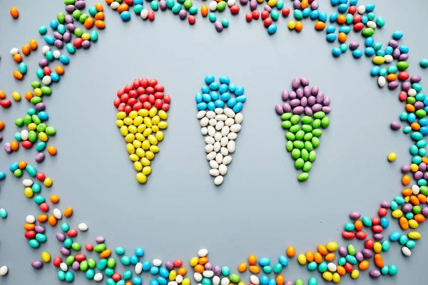Jelly Bean Creativity Bright Jellybeans Laid Out Shape Ice Cream — Stock Photo, Image