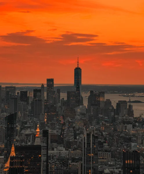 Sunset Skyline Manhattan Nowy Jork — Zdjęcie stockowe
