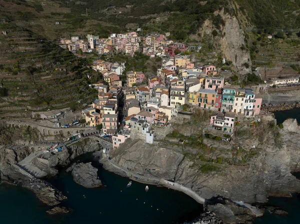 Город Манарола Высоты Птичьего Полета Cinque Terre — стоковое фото