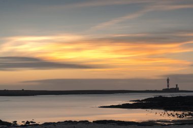 Sunset Deniz Feneri Faro el toston, El Cotillo, Fuerteventura, İspanya.