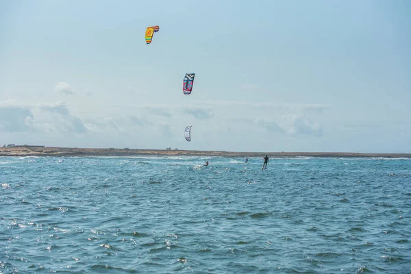 Fuerteventura Ισπανία 2020 Οκτωβρίου Blonde Woman Pretic Kite Surf Playas — Φωτογραφία Αρχείου