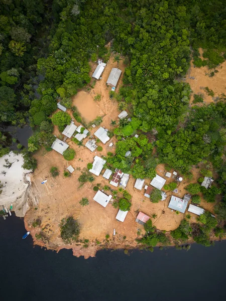 stock image Beautiful aerial view to Tiririca riverside community in Rio Negro Sustainable Development Reserve, Amazonas, Brazil