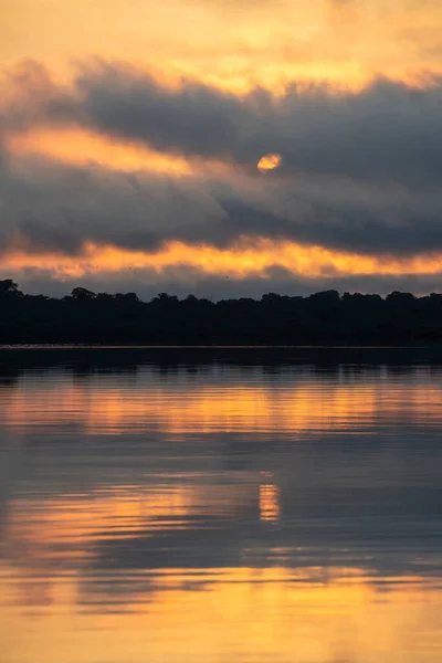 Чудовий Вид Схід Хмари Над Річкою Бразильській Амазонії Анавілханасі Амазонас — стокове фото