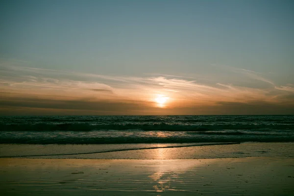 Jesień Zachód Słońca Plaży Kalifornii — Zdjęcie stockowe