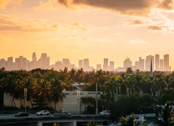 Skyline Tráfego Miami Usa Florida Panorama — Fotografia de Stock