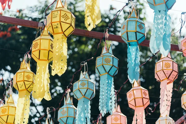 Decorazione Appesa Lanterna Carta Colorata Nel Festival Loy Krathong — Foto Stock