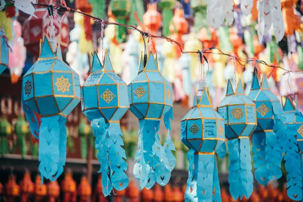 Lanterna Papel Colorido Pendurado Decoração Festival Loy Krathong — Fotografia de Stock