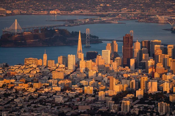 Centrum San Francisco Skyline Przy Sunset Aerial — Zdjęcie stockowe