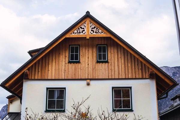 House Typical Wooden Roof Town Hallstatt — Stock Photo, Image