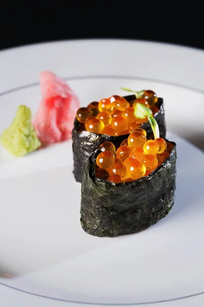 stock image Salmon roe maki Sushi on luxury plate