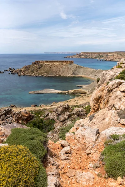 Mgarr Malta Panorama Bahía Gnejna Playa Más Hermosa Malta Atardecer — Foto de Stock