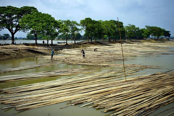 Pływający Rynek Bambusa Bangladeszu — Zdjęcie stockowe
