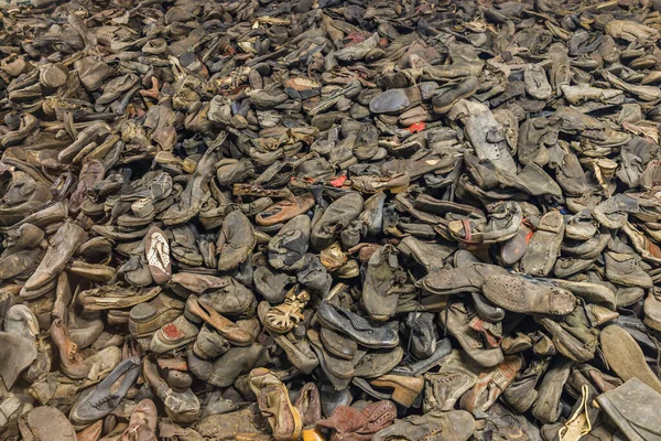 Boots Victims Auschwitz Birkenau Concentration Camp Oswiecim Poland July 2022 —  Fotos de Stock