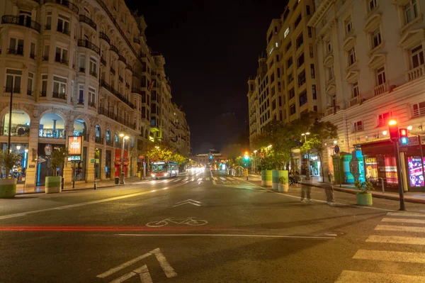 Nattpanorama Över Postkontoret Valencia — Stockfoto