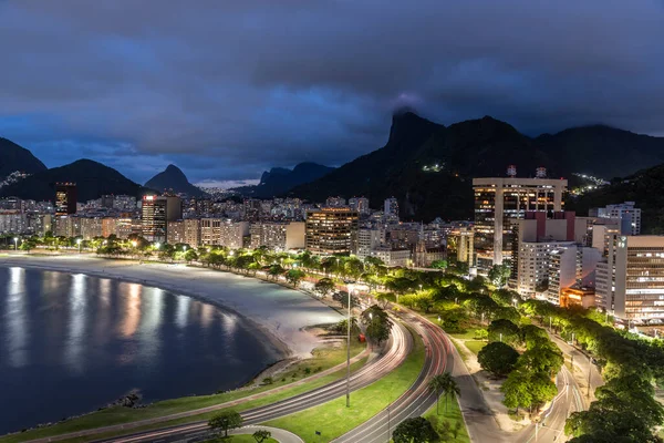 Vacker Utsikt Över Stadsbyggnader Och Corcovado Mountain Rio Janeiro Brasilien — Stockfoto