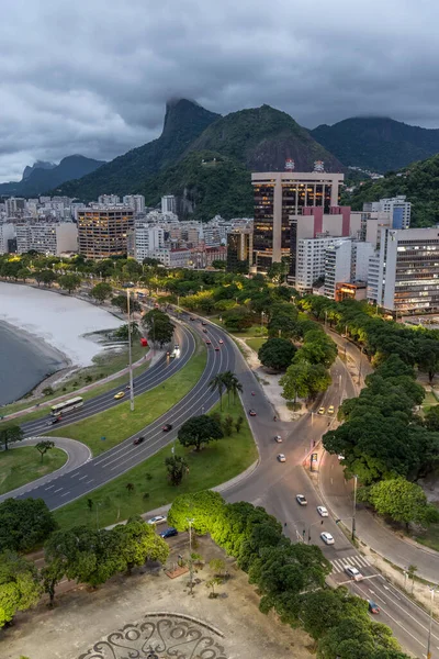 Vacker Utsikt Över Stadsbyggnader Och Corcovado Mountain Rio Janeiro Brasilien — Stockfoto