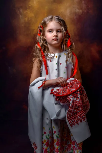 Girl Ukrainian Dress Embroiders — Stock Photo, Image