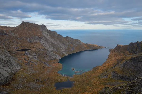 Otoño Vista Sobre Djupfjord Moskenesy Islas Lofoten Noruega — Foto de Stock