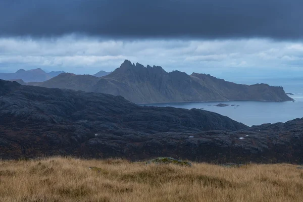 Vista Del Paisaje Montañoso Otoño Islas Lofoten Noruega — Foto de Stock
