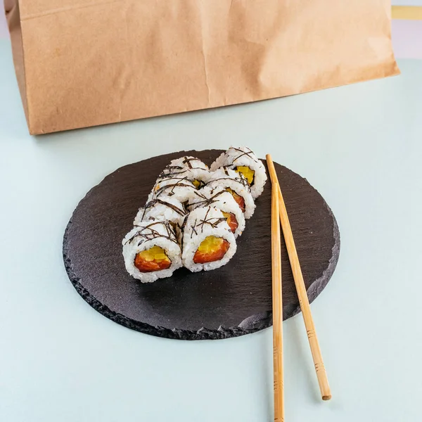 Sushi Rolls Salmon Daikon — Stock Photo, Image