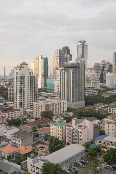 Aerial View Bangkok Skyline Colorful Skyscrapers Building — Stock Photo, Image