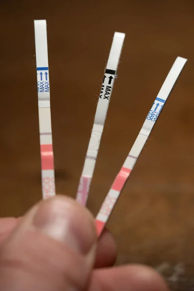 Hcg Çiş Çubuğu Hamilelik Testinin Makro Yakın Çekimi — Stok fotoğraf