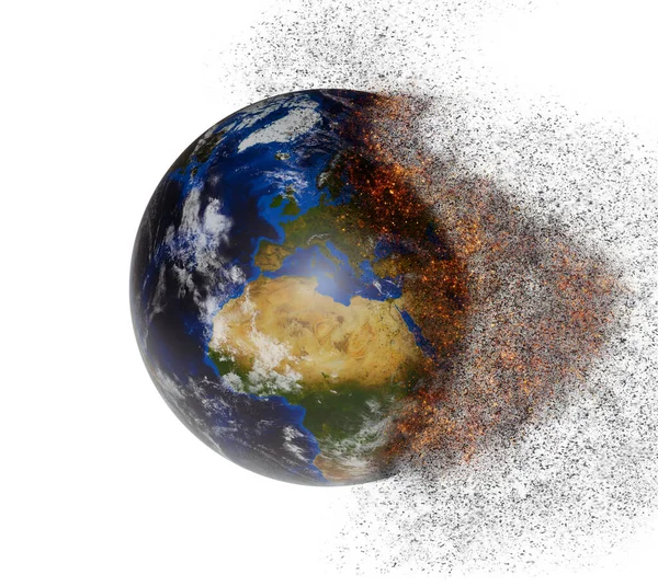 Weergave Van Planeet Aarde Branden Ruimte Rendering Elementen Van Dit — Stockfoto
