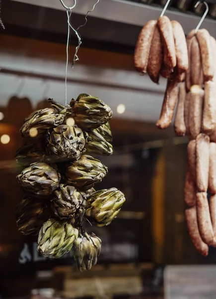 Sausages Hanging Hook Typical South American Restaurant — Stock Photo, Image