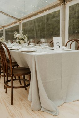 2023 Wedding decoration with long tables and green Australian natives