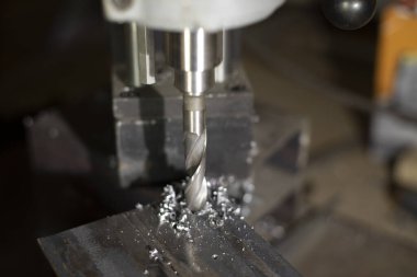 Metal drilling. Large drill bits steel. Production details.