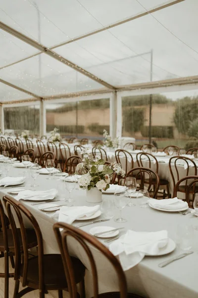2023 Wedding decoration with long tables and green Australian natives
