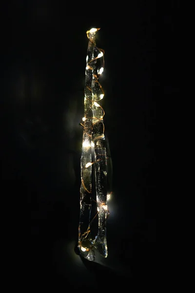 Icicles Christmas Light Black Background — Stock Photo, Image